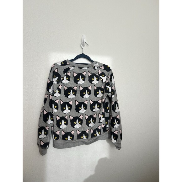 Baby Cats Of California Tops - Baby Cats of California Tuxedo Cat Face Gray Sweatshirt Animal Size 0 / 2XS